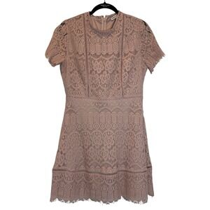 Moon River Pink Lace Short Sleeve Mini Dress Cocktail‎ Party